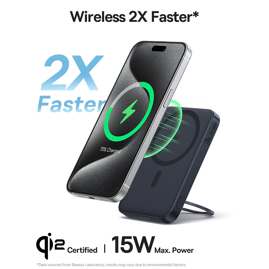 Extern batteri Wireless Baseus PicoGo, 5000mAh, 20W, PD + FQI, 1 x QI - 1 x USB-C, Svart P10076802123-00