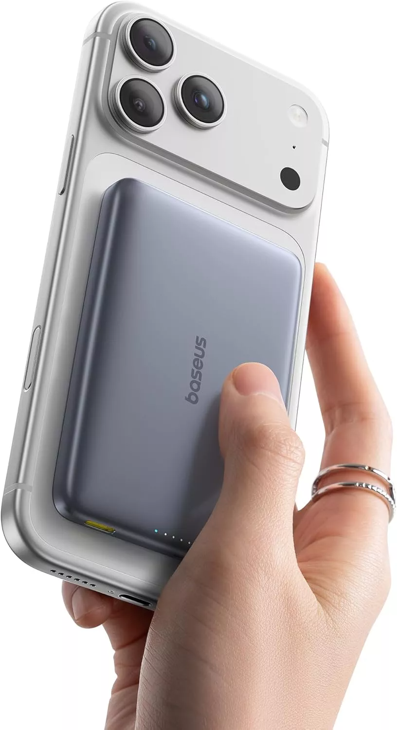 Extern batteri Wireless Baseus PicoGo AM41, 10000mAh, 27W, PD + FQI, 1 x QI - 1 x USB-C, Grå E0027200