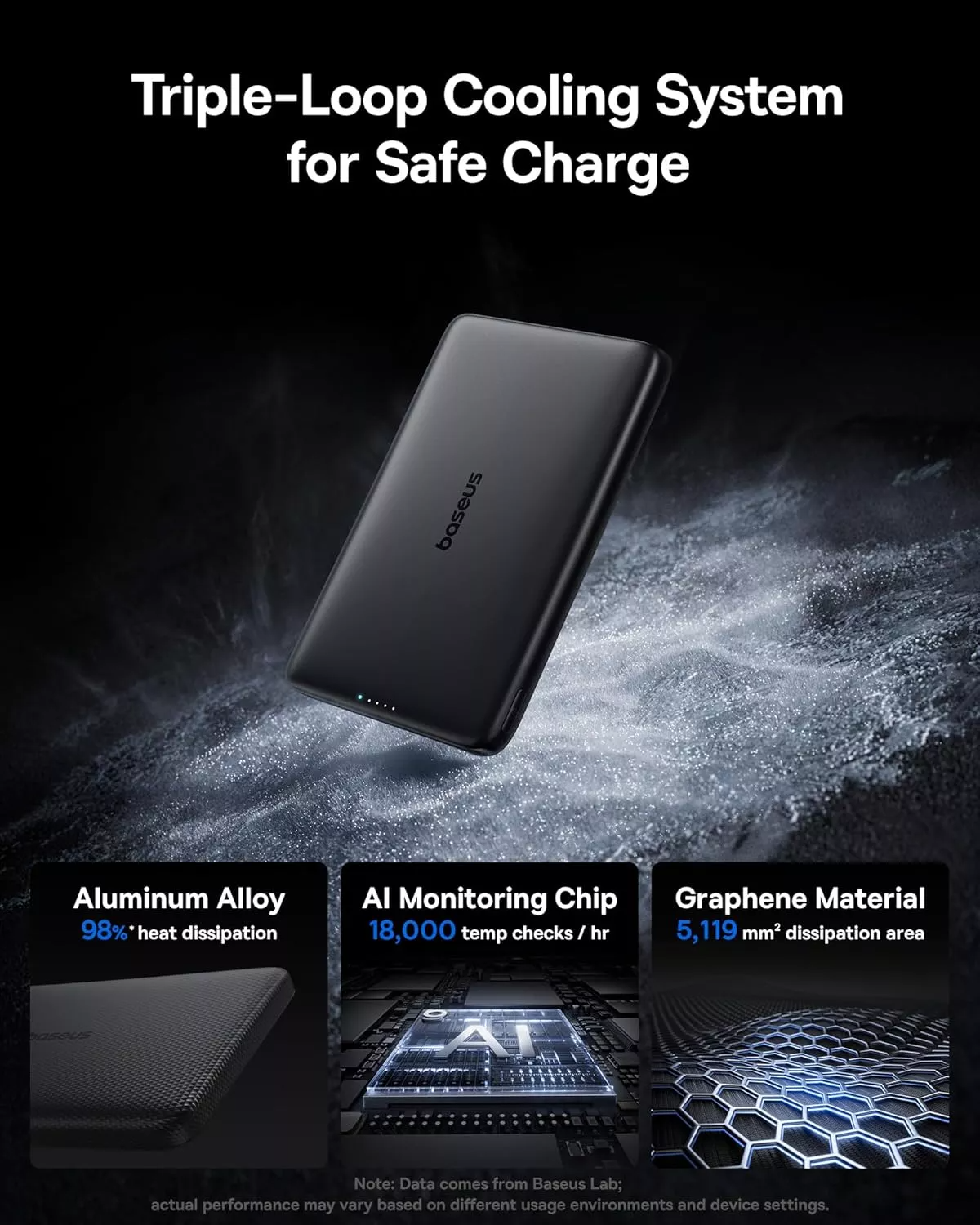 Extern batteri Wireless Baseus PicoGo AM41, 10000mAh, 27W, PD + FQI, 1 x QI - 1 x USB-C, Svart E0027201