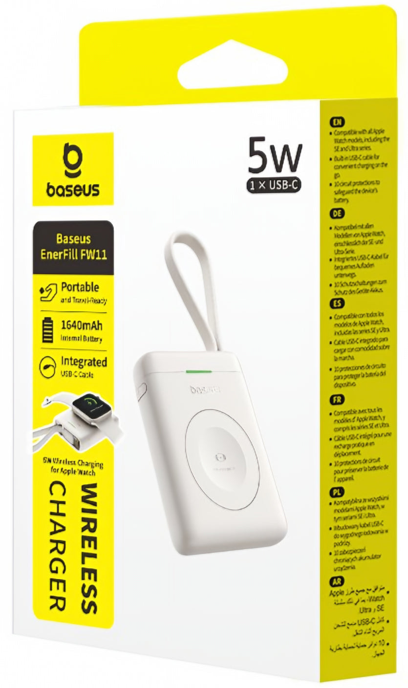 Trådlös Extern Batteri Baseus EnerFill FW11, 1640mAh, 5W, 1 x QI, Vit E0205302