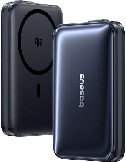Trådlös Extern Batteri Baseus PicoGo AM61, 10000mAh, 45W, PD + FQI, 1 x QI - 2 x USB-C, Svart E0028V00