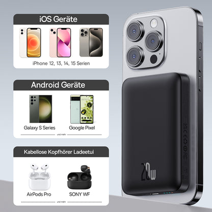 Extern batteri Wireless Baseus Magnetic Mini, 10000mAh, 20W, PD + FQI, 1 x QI - 1 x USB-C, Svart P10059001113-00