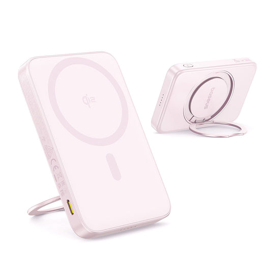 Trådlös Extern Batteri Baseus PicoGo, 5000mAh, 20W, PD + FQI, 1 x QI - 1 x USB-C, Rosa P10076800413-00