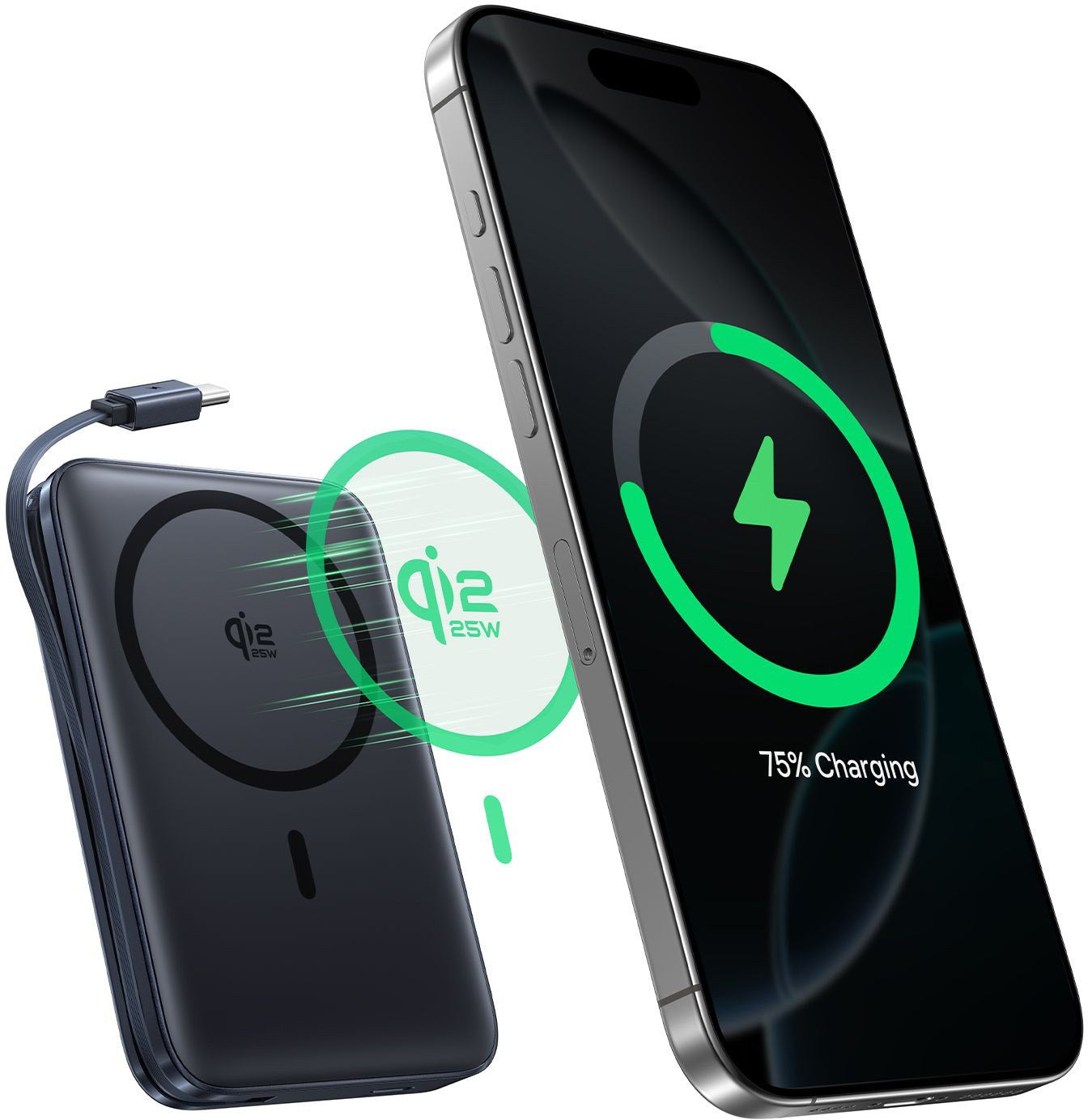 Trådlös Extern Batteri Baseus PicoGo AM61, 10000mAh, 45W, PD + FQI, 1 x QI - 2 x USB-C, Svart E0028V00