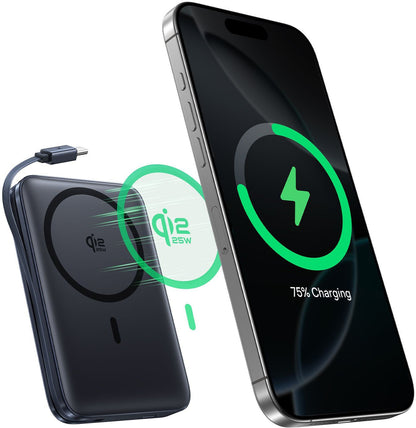 Trådlös Extern Batteri Baseus PicoGo AM61, 10000mAh, 45W, PD + FQI, 1 x QI - 2 x USB-C, Svart E0028V00