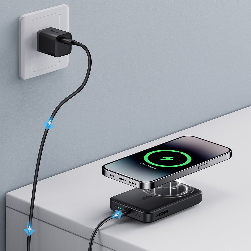 Extern batteri Wireless Baseus Magnetic Mini, 10000mAh, 20W, PD + FQI, 1 x QI - 1 x USB-C, Svart P10059001113-00