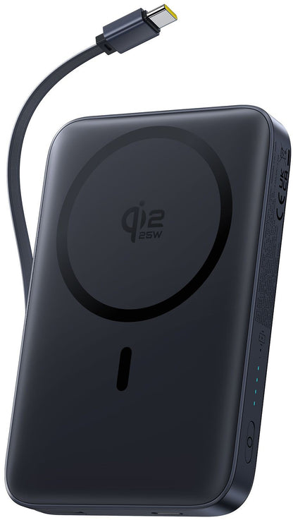 Trådlös Extern Batteri Baseus PicoGo AM61, 10000mAh, 45W, PD + FQI, 1 x QI - 2 x USB-C, Svart E0028V00