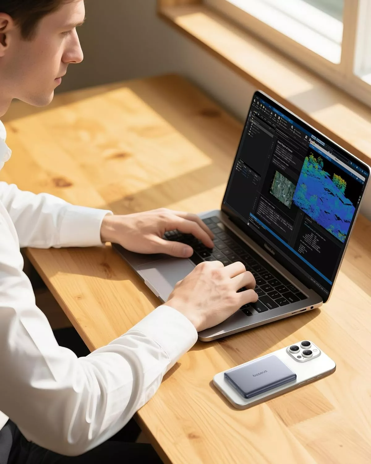 Extern batteri Wireless Baseus PicoGo AM41, 10000mAh, 27W, PD + FQI, 1 x QI - 1 x USB-C, Grå E0027200