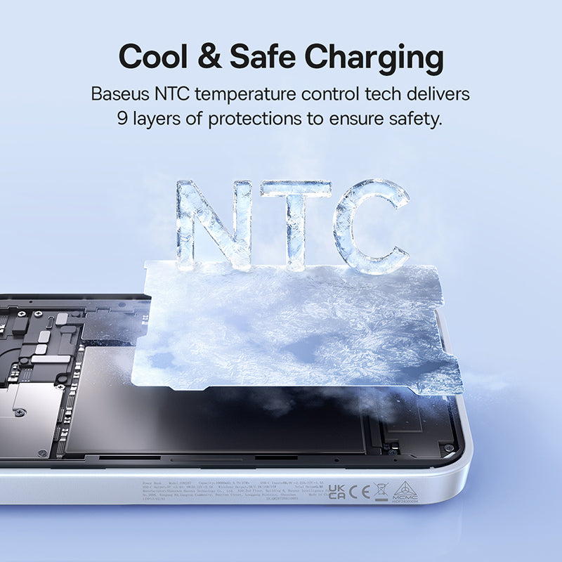 Trådlös Extern Batteri Baseus EnerFill FM11, 10000mAh, 30W, PD + FQI, 1 x QI - 1 x USB-C, Vit