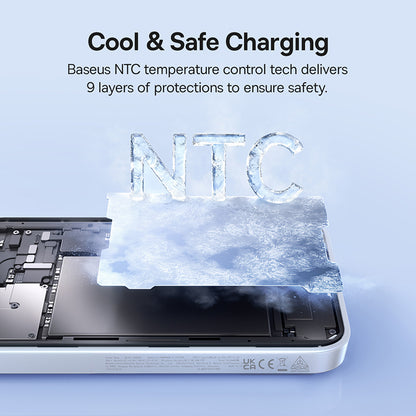 Trådlös Extern Batteri Baseus EnerFill FM11, 10000mAh, 30W, PD + FQI, 1 x QI - 1 x USB-C, Vit