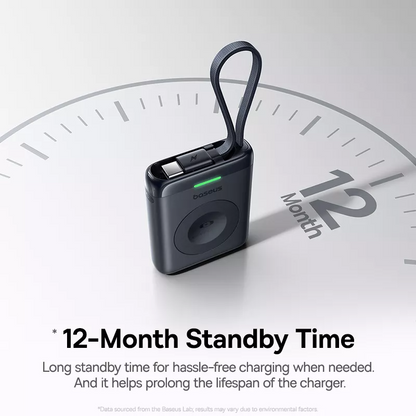 Trådlös Extern Batteri Baseus EnerFill FW11 för Apple Watch Series, 1640mAh, 5W, 1 x QI, Svart E0205301
