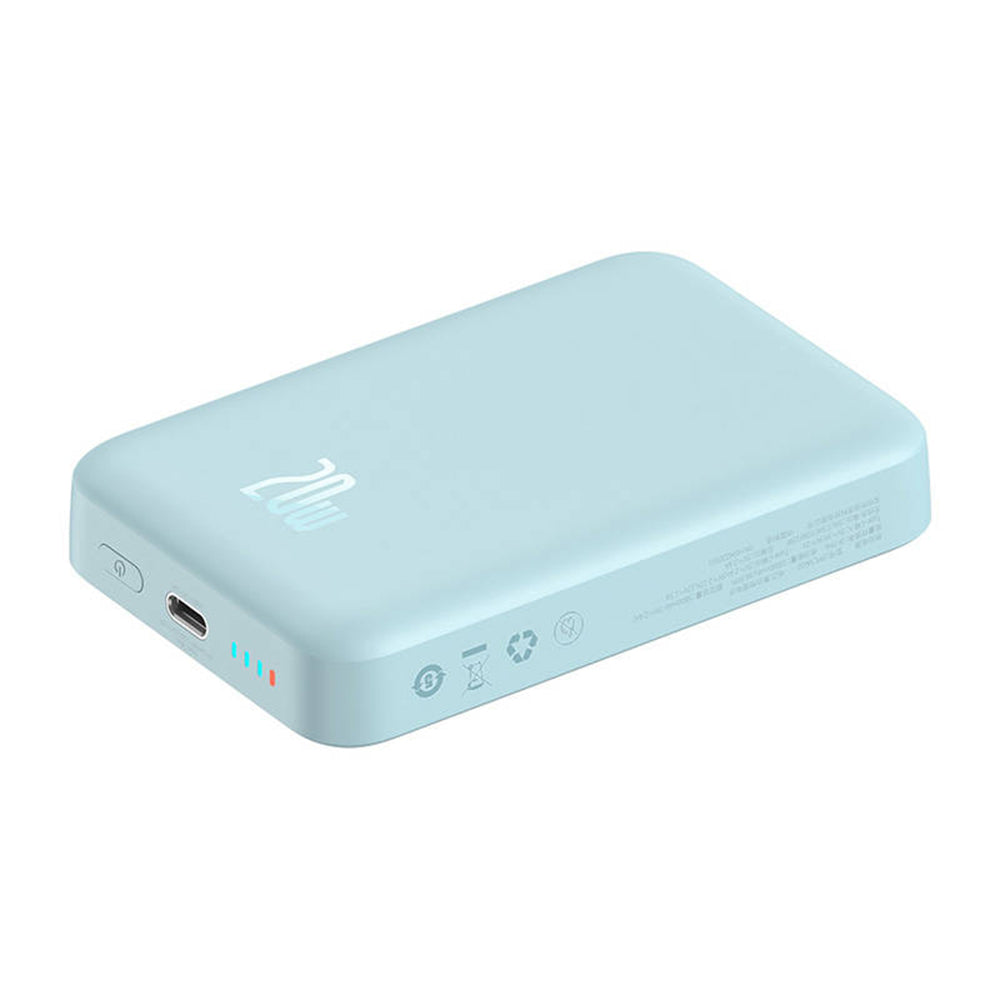 Extern batteri Wireless Baseus Magnetic Mini, 10000mAh, 20W, PD + FQI, 1 x QI - 1 x USB-C, Blå PPCX110103