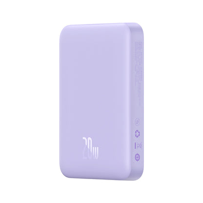 Extern batteri Wireless Baseus Magnetic Mini, 10000mAh, 20W, PD + FQI, 1 x QI - 1 x USB-C, Lila PPCX110105