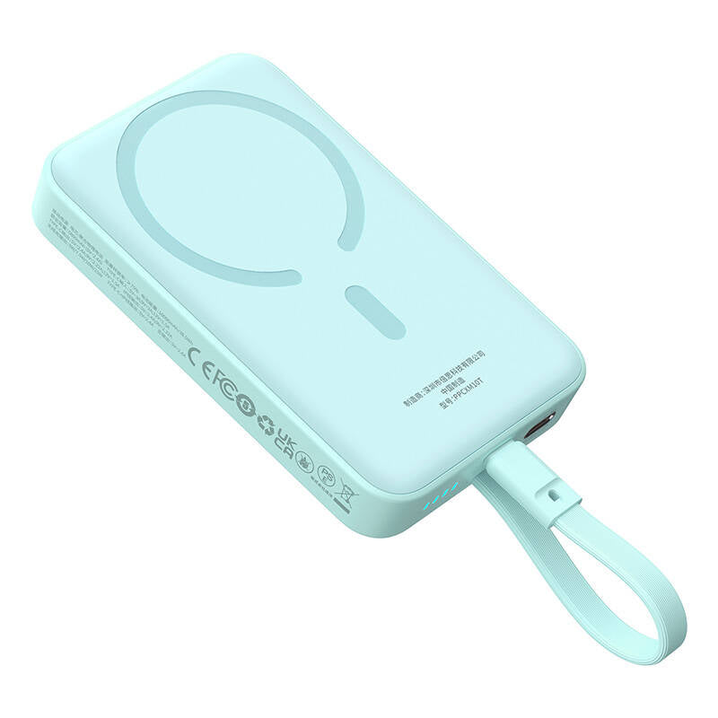 Extern batteri Wireless Baseus Magnetic Mini, 10000mAh, 30W, PD + FQI, 1 x Lightning - 1 x QI - 1 x USB-C, Blå P1002210B333-00