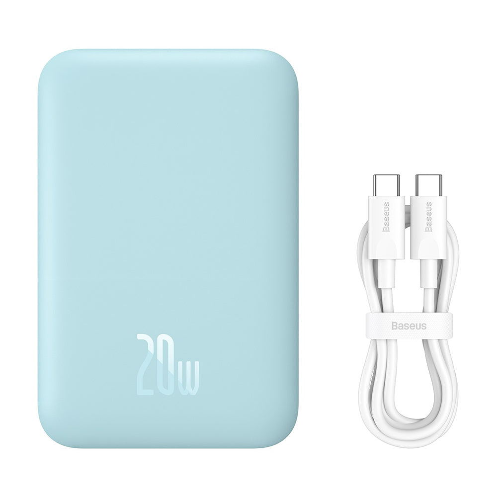 External Wireless Battery Baseus Mini Air, 6000mAh, 20W, PD + FQI, 1 x QI - 1 x USB-C, Blue P10059002313-00