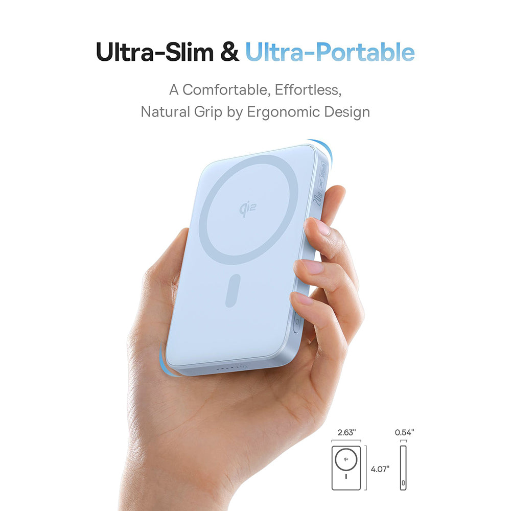 Extern trådlös batteri Baseus PicoGo, 5000mAh, 20W, PD + FQI, 1 x QI - 1 x USB-C, Blå P10076800313-00