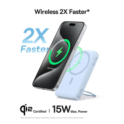 Extern trådlös batteri Baseus PicoGo, 5000mAh, 20W, PD + FQI, 1 x QI - 1 x USB-C, Blå P10076800313-00