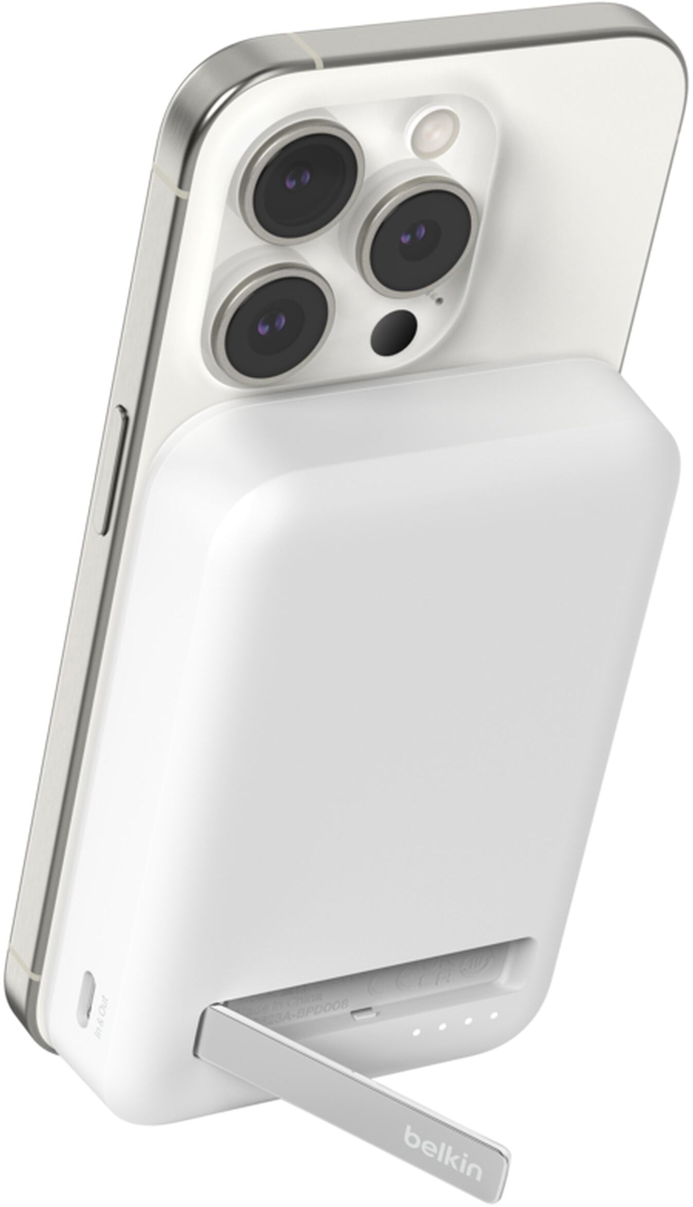 Trådlös Extern Batteri Belkin BoostCharge Pro med Stöd, 10000mAh, 15W, FQI, 1 x QI - 1 x USB-C, Vit BPD008btWH