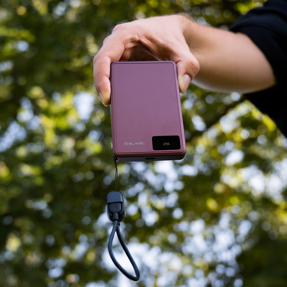Blavec BJ-03 Slim trådlös powerbank, 10000 mAh, 22,5 W, PD + FQI, 1 x QI – 1 x USB-C, lila