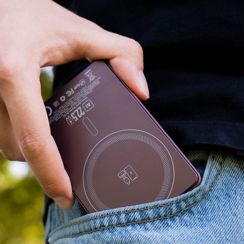 Blavec BJ-03 Slim trådlös powerbank, 10000 mAh, 22,5 W, PD + FQI, 1 x QI – 1 x USB-C, lila