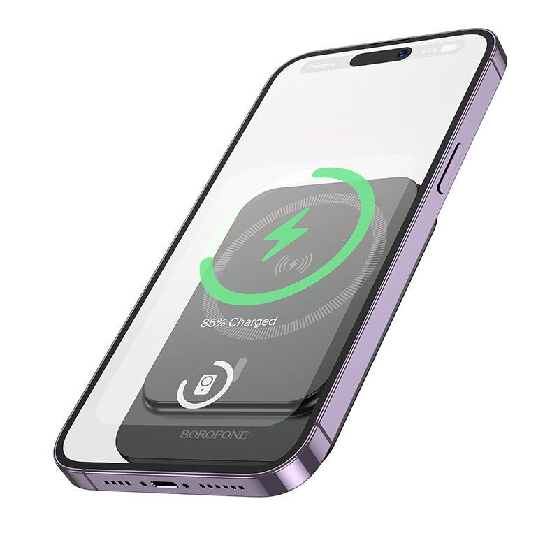 Trådlös Extern Batteri Borofone BJ63 Nimble, 5000mAh, 20W, PD + FQI, 1 x QI - 1 x USB-C, Svart