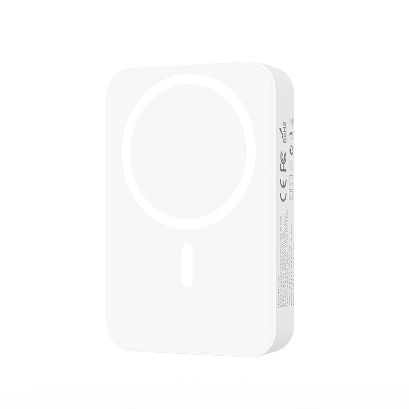 Trådlös Extern Batteri BWOO BO-P59, 10000mAh, 20W, PD + QI, 1 x QI - 1 x USB-C, Vit