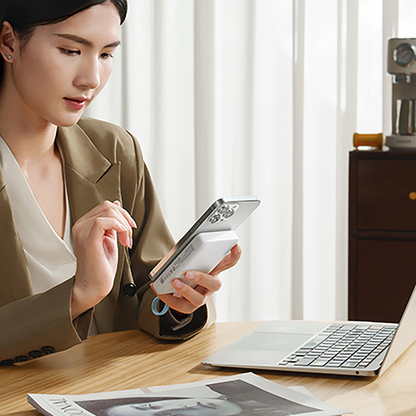 Trådlös Extern Batteri Cuktech CP132ML, 10000mAh, 22,5W, PD + QI, 2 x USB-C, Vit