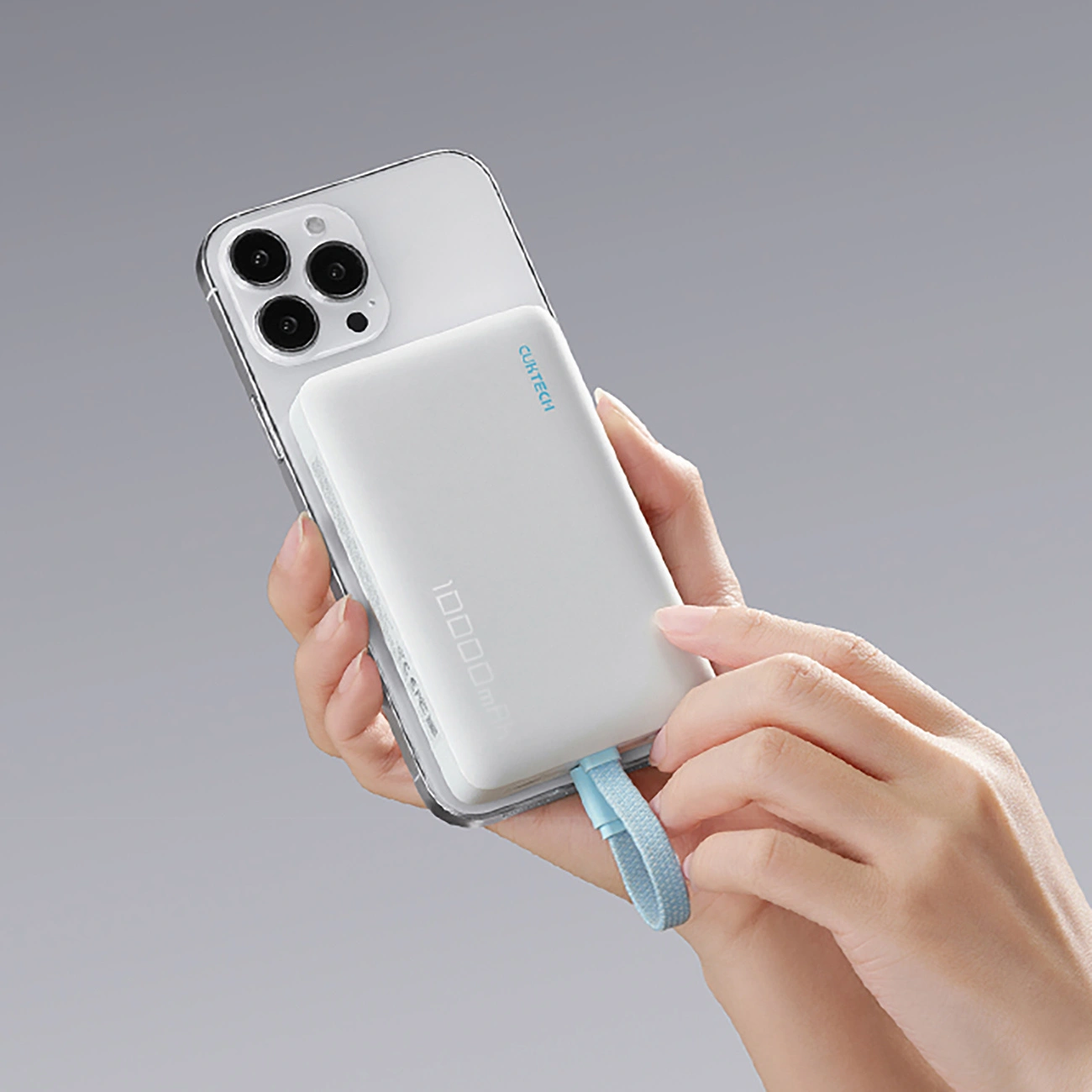 Trådlös Extern Batteri Cuktech CP132ML, 10000mAh, 22,5W, PD + QI, 2 x USB-C, Vit