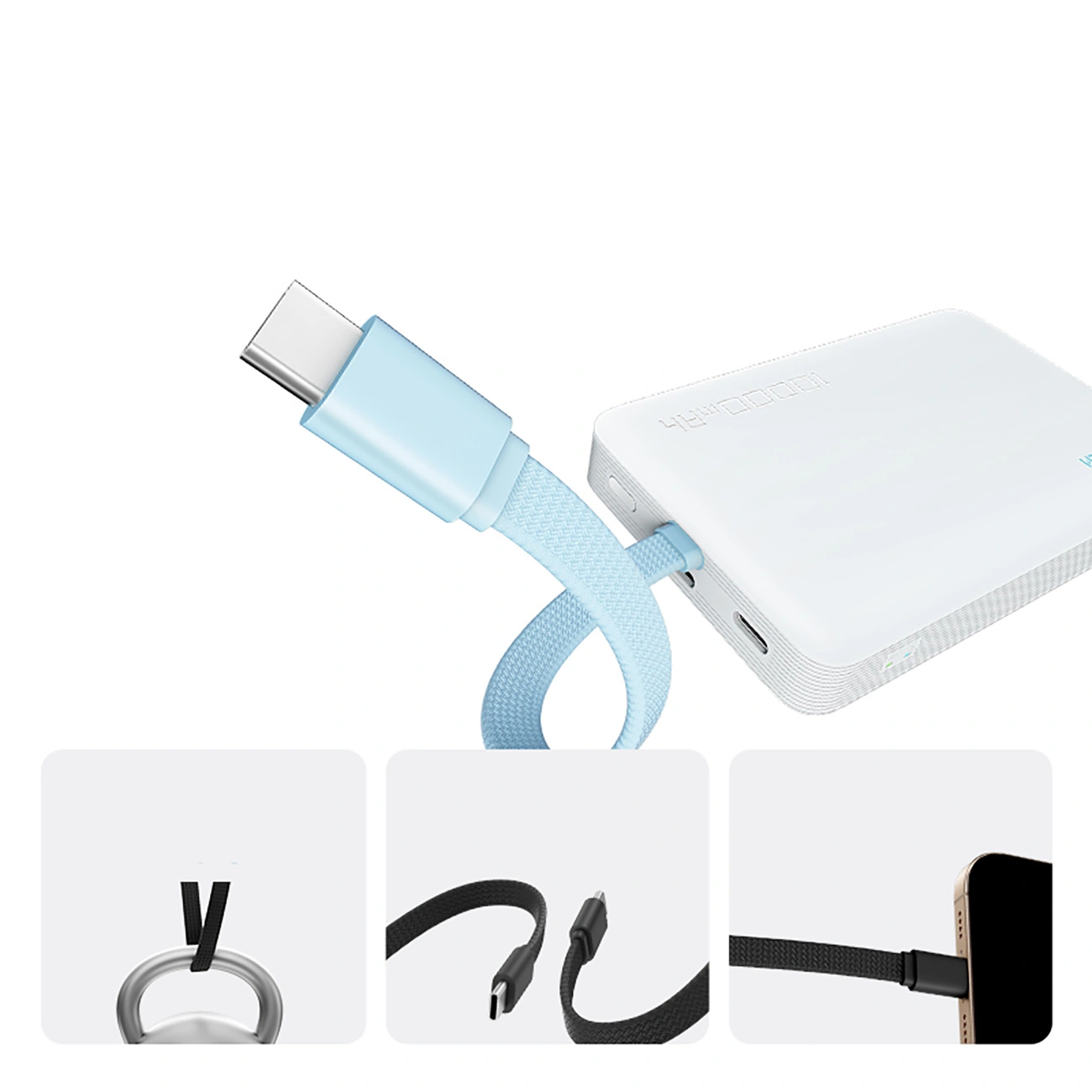 Trådlös Extern Batteri Cuktech CP132ML, 10000mAh, 22,5W, PD + QI, 2 x USB-C, Vit