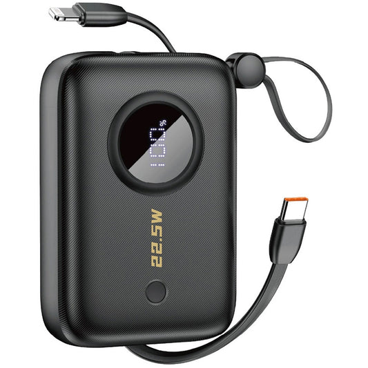 Extern batteri Dudao K14, 10000mAh, 22.5W, QC + PD, 1 x Lightning - 1 x USB-A - 2 x USB-C, Svart