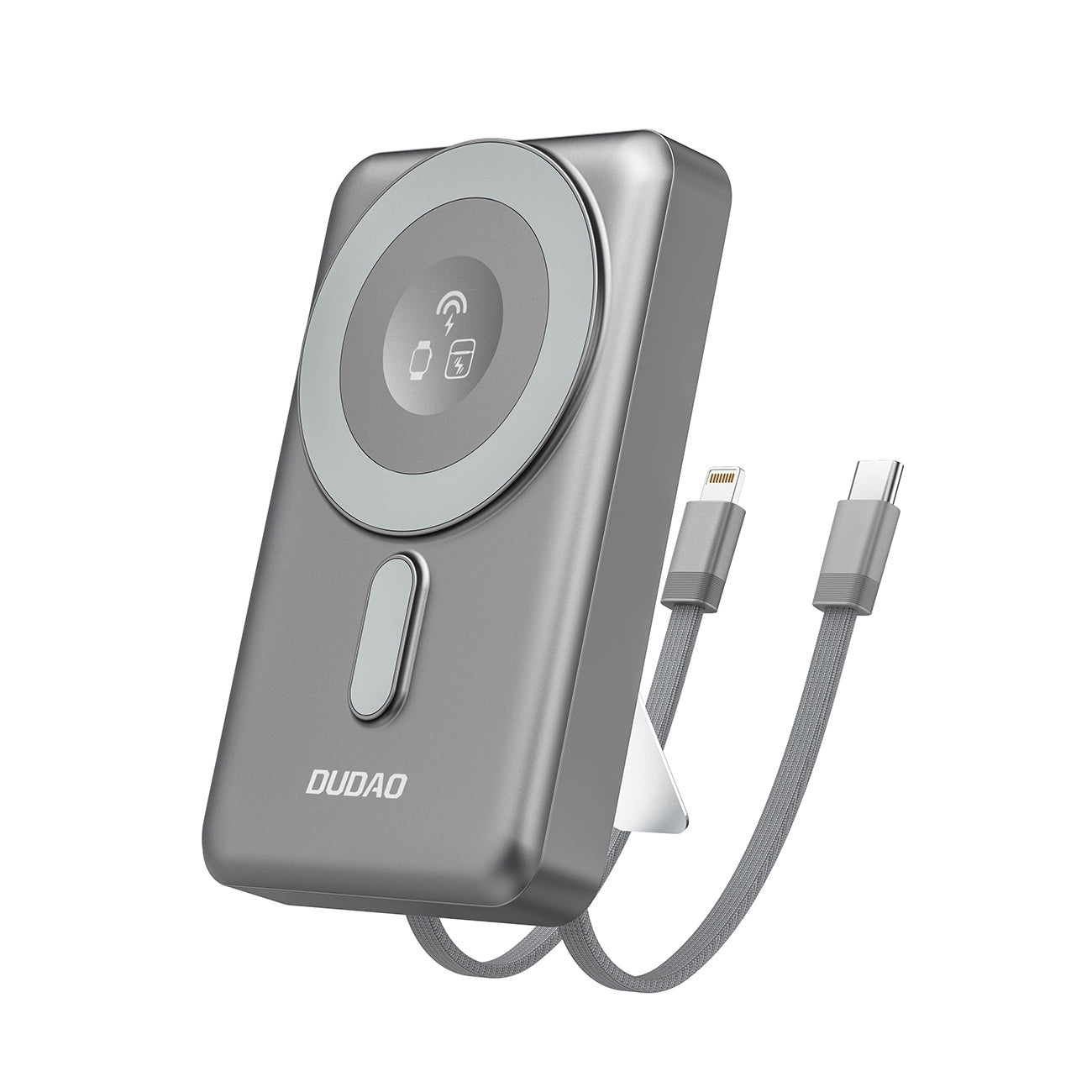 Extern batteri Dudao K29 Wireless, 10000mAh, 20W, PD + FQI, 1 x Lightning - 1 x QI - 1 x USB-C, Grå