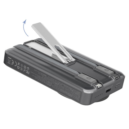 Extern batteri Dudao K29 Wireless, 10000mAh, 20W, PD + FQI, 1 x Lightning - 1 x QI - 1 x USB-C, Grå