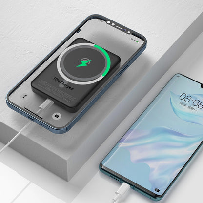 Extern Trådlös Batteri Dudao K14S, 5000mAh, 10W, PD + QI, 1 x QI - 1 x USB-C, Svart