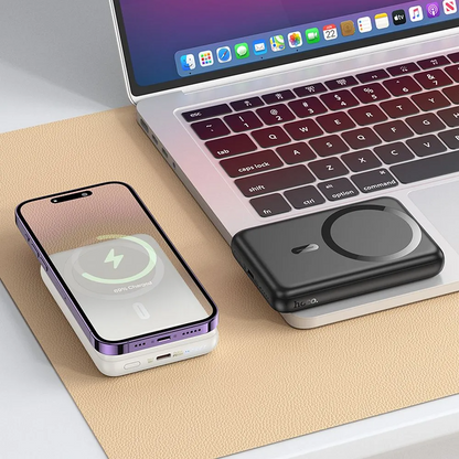 Extern trådlös batteri HOCO J141, 10000mAh, 20W, PD + FQI, 1 x QI - 1 x USB-C, Svart