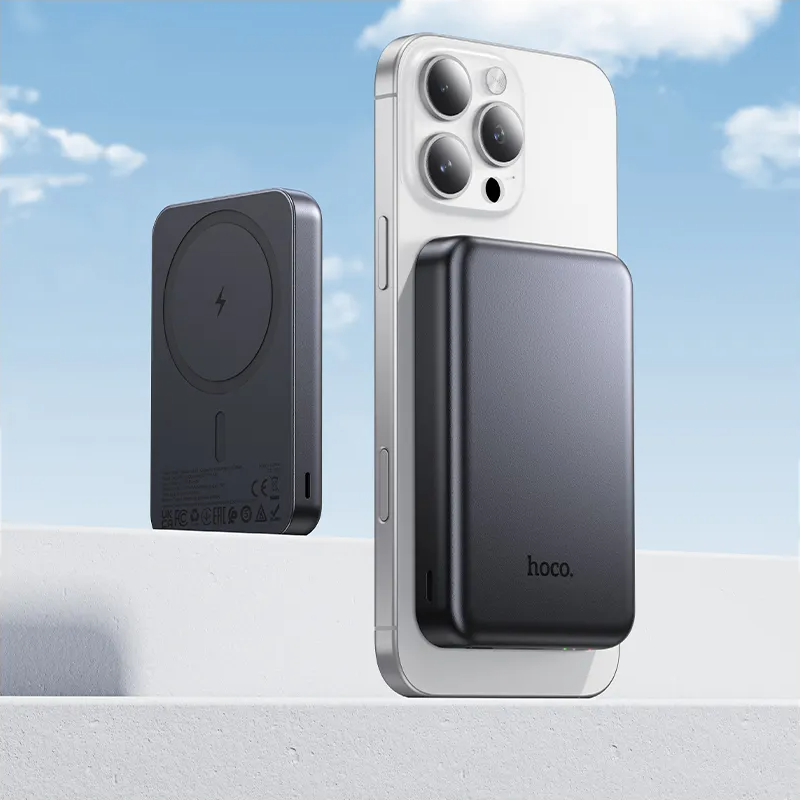 Trådlös Extern Batteri HOCO J160, 5000mAh, 10W, 1 x QI - 1 x USB-C, Grå