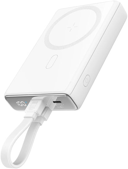Trådlös Extern Batteri Joyroom JR-PBM01, 10000mAh, 20W, QC + PD + FQI, 1 x Lightning - 1 x QI - 1 x USB-C, Vit