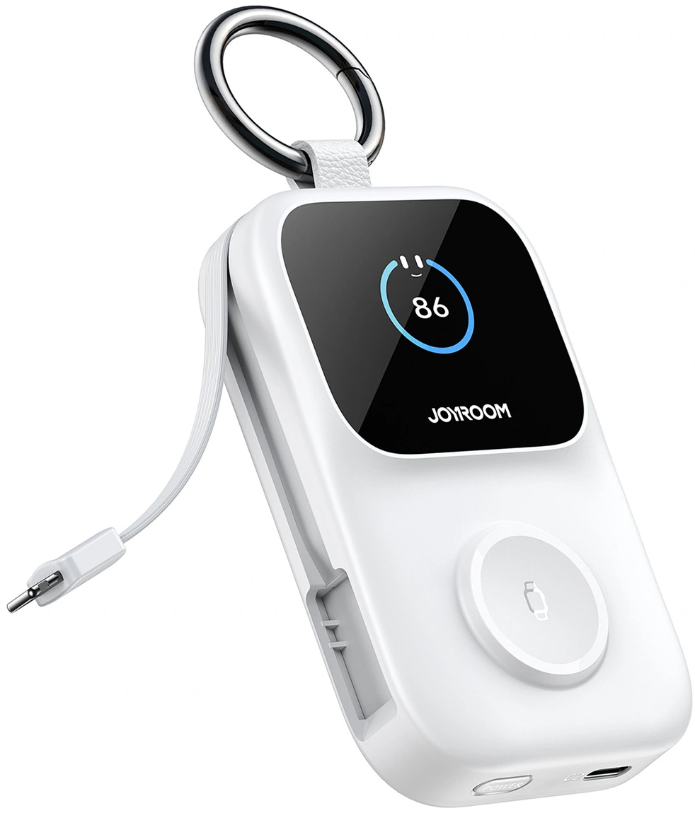 Trådlös Extern Batteri Joyroom JR-W19, 5000mAh, 20W, QC + PD, 1 x Lightning - 1 x QI - 2 x USB-C, Vit