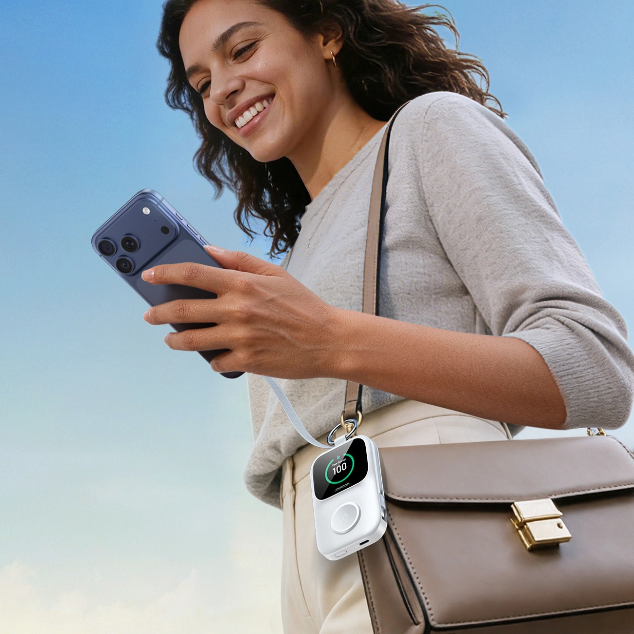 Trådlös Extern Batteri Joyroom JR-W19, 5000mAh, 20W, QC + PD, 1 x Lightning - 1 x QI - 2 x USB-C, Vit