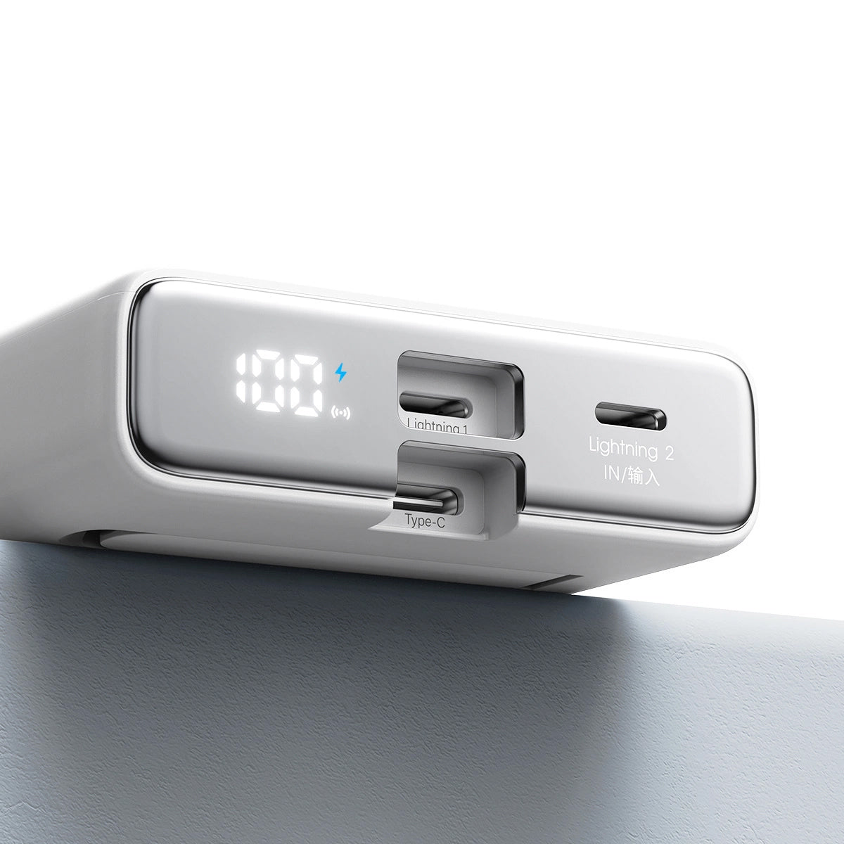 Trådlös Extern Batteri Joyroom JR-PBM01, 10000mAh, 20W, QC + PD + FQI, 1 x Lightning - 1 x QI - 1 x USB-C, Vit