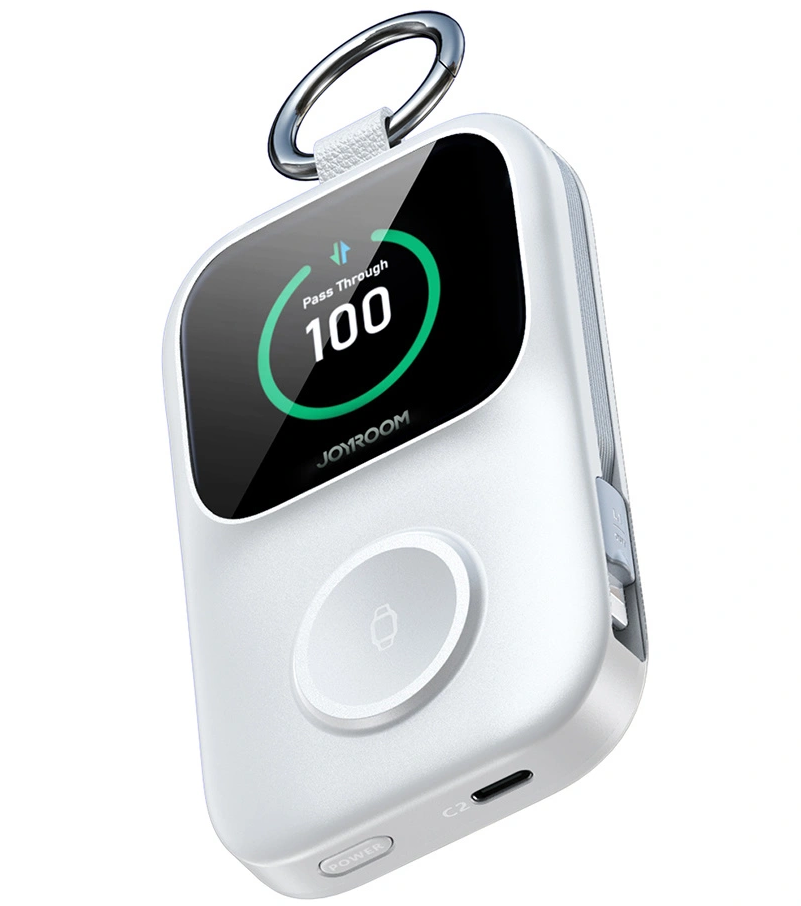 Trådlös Extern Batteri Joyroom JR-W19, 5000mAh, 20W, QC + PD, 1 x Lightning - 1 x QI - 2 x USB-C, Vit