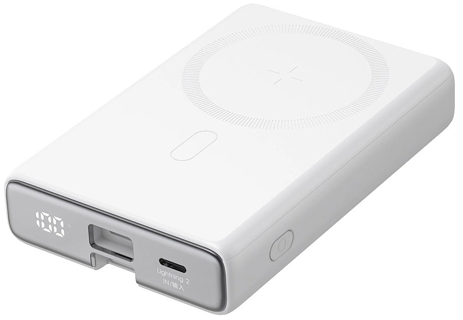 Trådlös Extern Batteri Joyroom JR-PBM01, 10000mAh, 20W, QC + PD + FQI, 1 x Lightning - 1 x QI - 1 x USB-C, Vit
