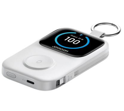 Trådlös Extern Batteri Joyroom JR-W19, 5000mAh, 20W, QC + PD, 1 x Lightning - 1 x QI - 2 x USB-C, Vit