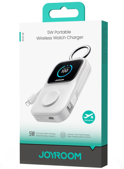 Trådlös Extern Batteri Joyroom JR-W19, 5000mAh, 20W, QC + PD, 1 x Lightning - 1 x QI - 2 x USB-C, Vit