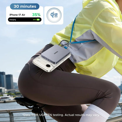 UGREEN PB570 trådlös powerbank (65839B), 10 000 mAh, 30 W, PD + FQI, 1 x Qi – 2 x USB-C, blå
