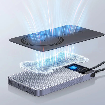 Trådlös powerbank UGREEN PB570 (75982B), 10 000 mAh, 30 W, PD + FQI, 1 x QI – 2 x USB-C, grå