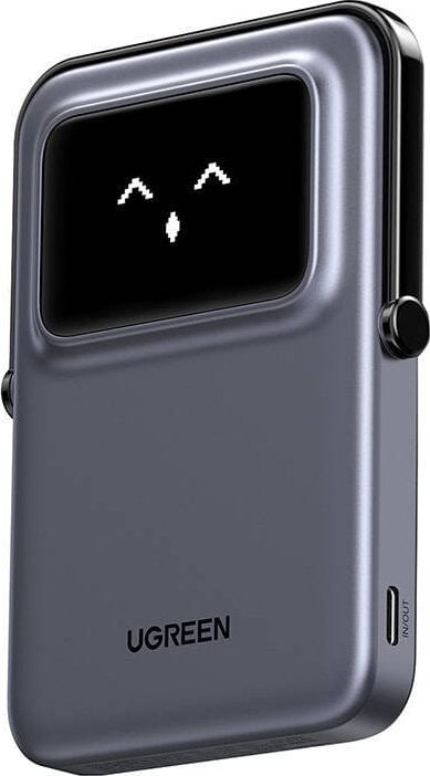 Extern trådlös batteri UGREEN PB571 Uno, 5000mAh, 20W, PD + FQI, 1 x QI - 1 x USB-C, Grå