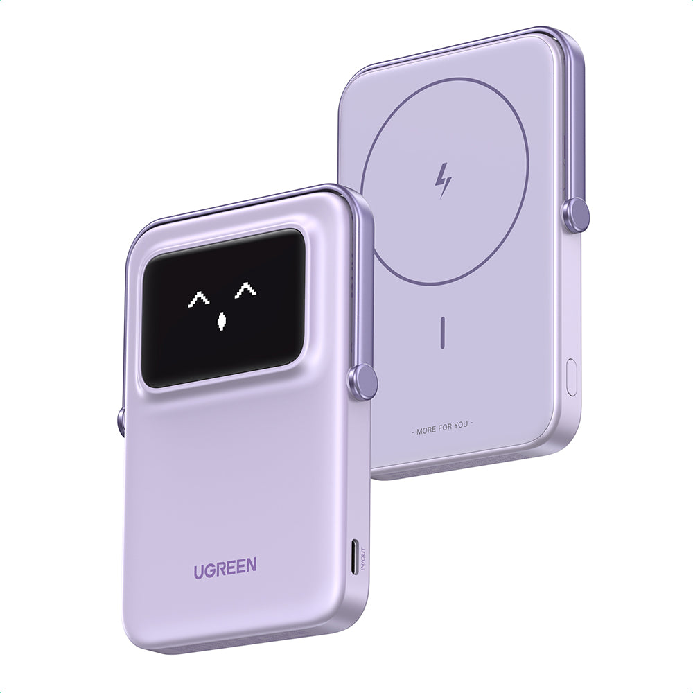 Extern batteri UGREEN PB571 Uno, 5000mAh, 20W, PD + FQI, 1 x QI - 1 x USB-C, Lila
