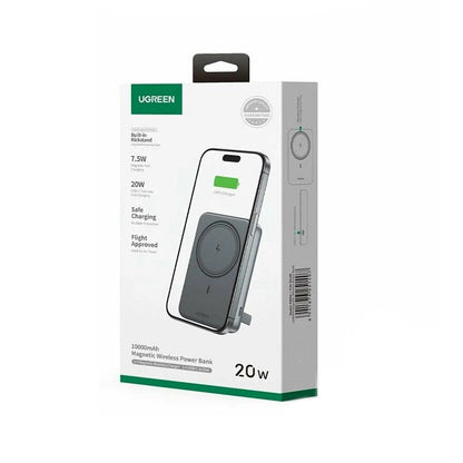 Extern trådlös batteri UGREEN PB562, 10000mAh, 20W, PD + FQI, 1 x QI - 1 x USB-C, Svart