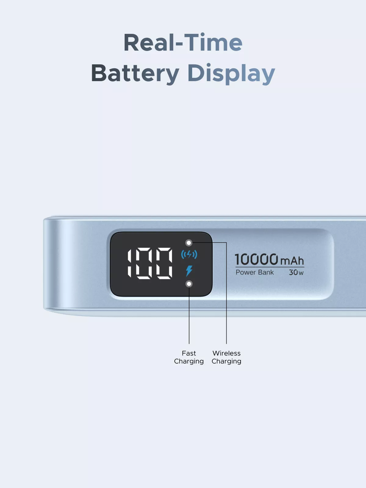 Trådlös Extern Batteri UGREEN MagFlow PB773 (65958), 10000mAh, 25W, PD + FQI, 1 x QI - 2 x USB-C, Blå