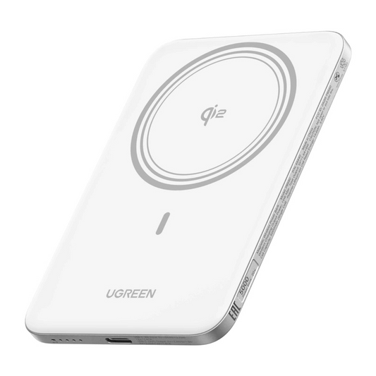 Trådlös Extern Batteri UGREEN PB580 (95931B), 5000mAh, 20W, PD + FQI, 1 x QI - 1 x USB-C, Vit